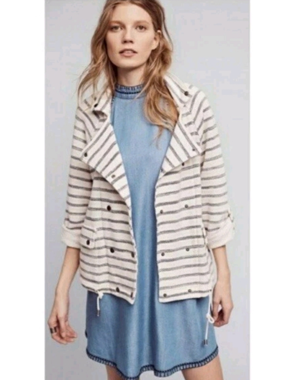 Anthropologie Dolan Left Coast Collection Stripped Blue/ White Jacket Sz XS